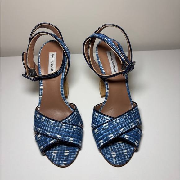 Tabitha Simmons Blue Cork Block Heel Sandals Size EU 36 - Picture 3 of 8
